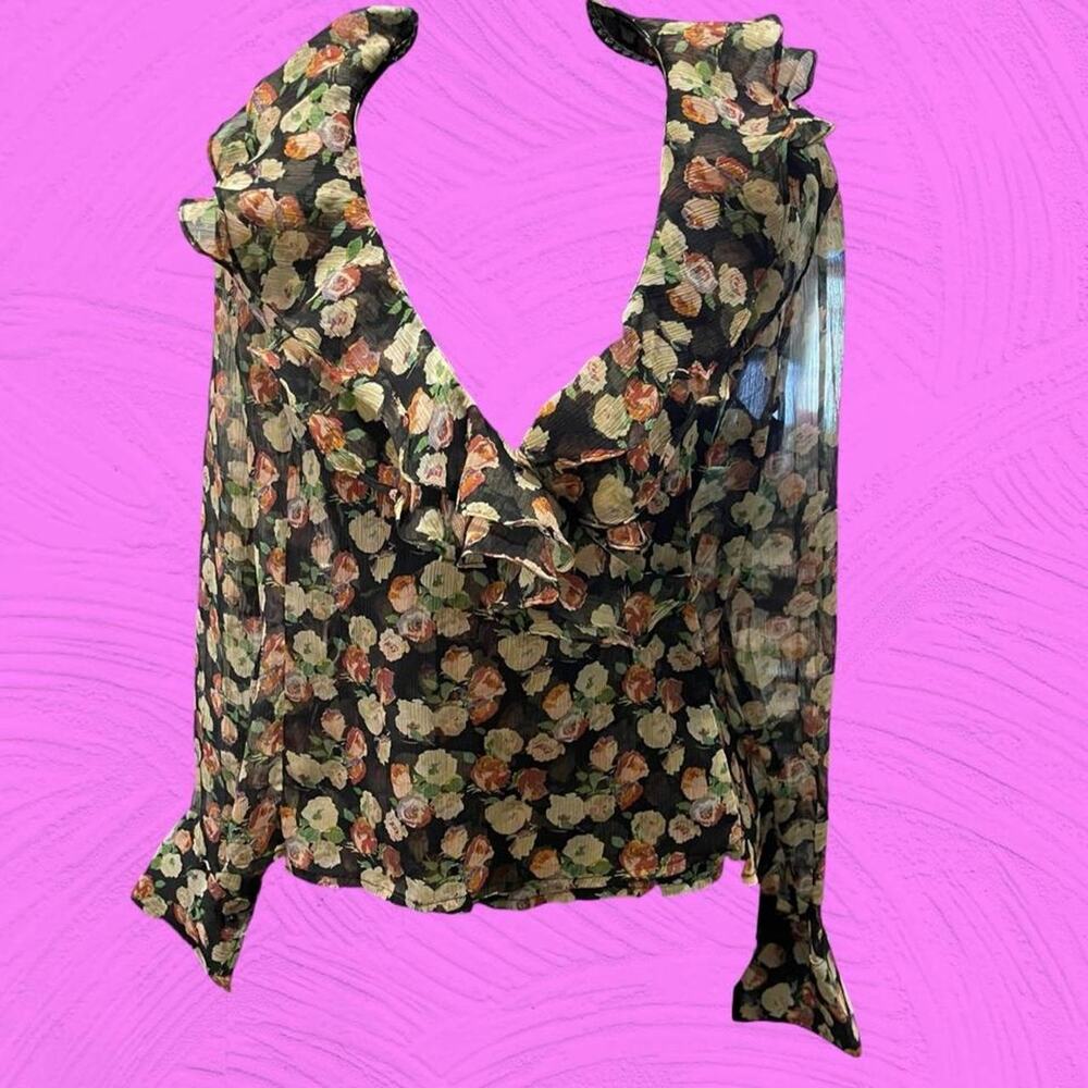 Lauren Ralph Lauren Petite Floral Chiffon Ruffle Blouse